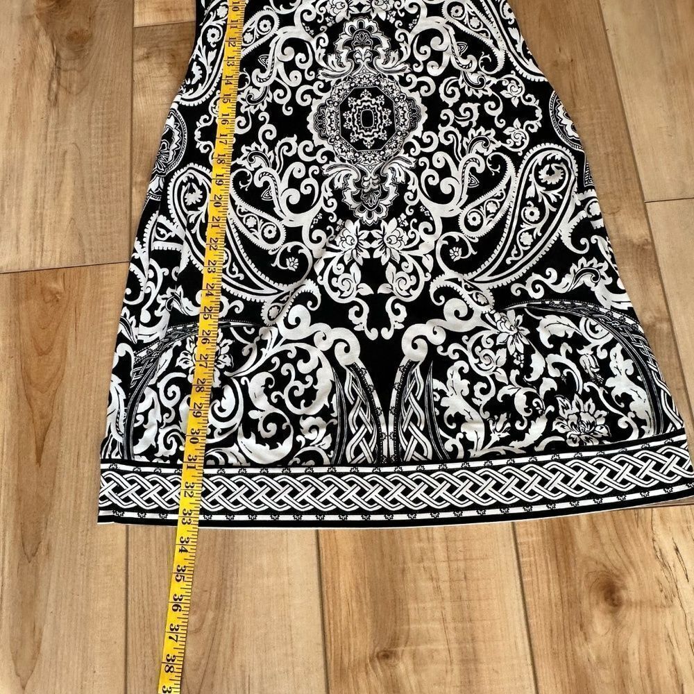 WHBM Black & White 3/4 Sleeve Square Neck Lightweight Pattern Midi-Knee Size XS - Picture 6 of 12